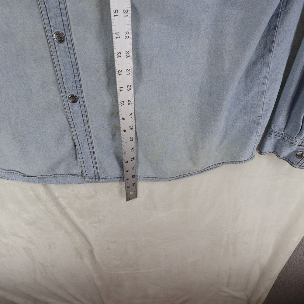 Harley Davidson XXL Light Wash Denim Button Shirt '03 C8036 HMGL Thrashed *READ - Picture 9 of 15